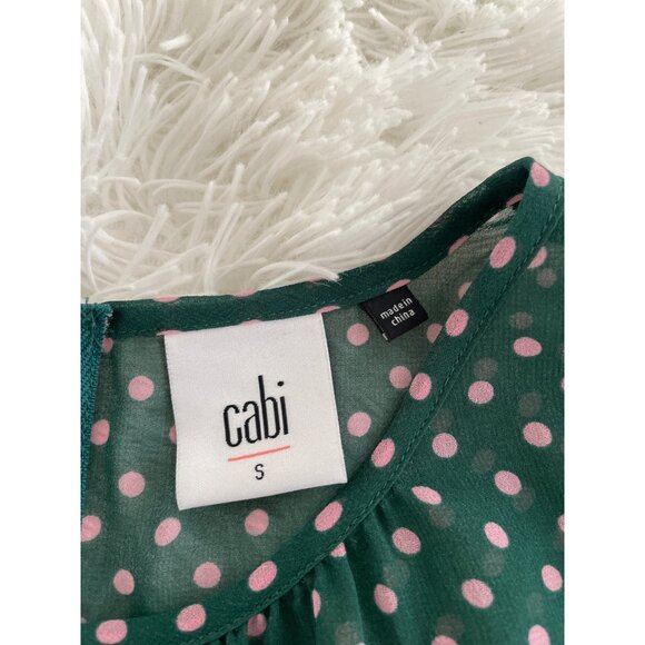CABI Womens Green & Pink Polka Dot Sleeveless Blouse S Top - Picture 5 of 10